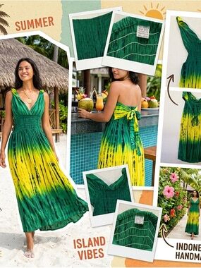Tie-Dye Midi Dress - Smocked Bodice— Handmade—Small-Medium (stretchy) A+